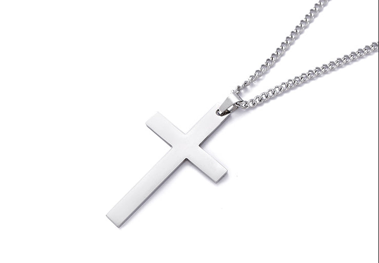 Smooth Cross-shaped Titanium Steel Necklace Pendant Decoration