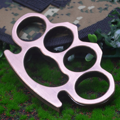 Thickened Metal Brass Knuckles Duster Four Fingers Fist Buckle Camping Broken Window Defense Boxing Finger Ring Life-saving EDC Tools