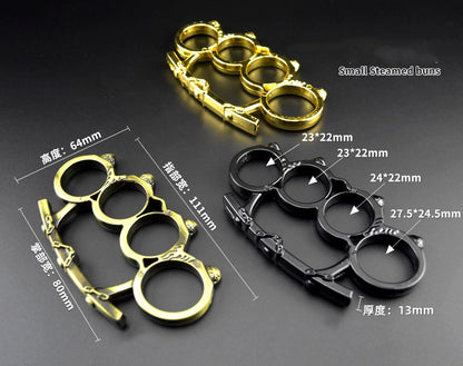 Small Bun Knuckle Duster Protection Hand Buckle Fist Buckle Four Fingers Defense Boxing Fitness Combat Broken Window Tools