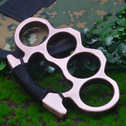 Thickened Metal Brass Knuckles Duster Four Fingers Fist Buckle Camping Broken Window Defense Boxing Finger Ring Life-saving EDC Tools