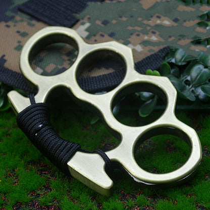 Thickened Metal Brass Knuckles Duster Four Fingers Fist Buckle Camping Broken Window Defense Boxing Finger Ring Life-saving EDC Tools