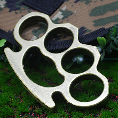 Thickened Metal Brass Knuckles Duster Four Fingers Fist Buckle Camping Broken Window Defense Boxing Finger Ring Life-saving EDC Tools