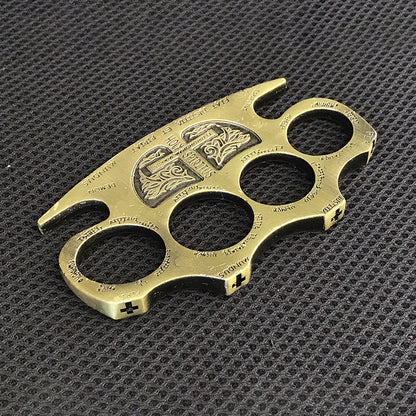 Thickened and widened metal brass knuckles duster four-finger buckle fist outdoor fist buckle fitness boxing portable defense hand buckle fight protective gear