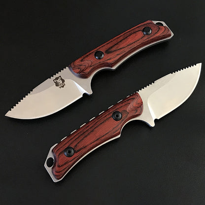 Liome 15017 Fixed Blade Knife Wooden Handle Camping Tactical Fishing Hunting Straight Knives Pocket EDC Security Defense Tool