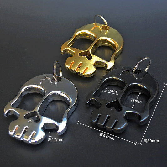Weighted and Thickened Knuckle Duster Two-finger Boxing Skull Defense Boxing Martial Arts Boxing Buckle Multi-function Bottle Opener