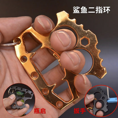 Multifunction Durable Knuckle Duster Beer Bottle Opener Double Finger EDC Self Defense Tool