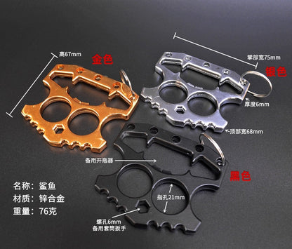 Multifunction Durable Knuckle Duster Beer Bottle Opener Double Finger EDC Self Defense Tool