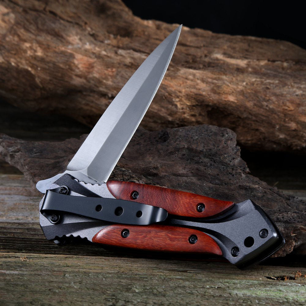 BM Wooden Handle Folding Knife Outdoor Camping Pocket Knives