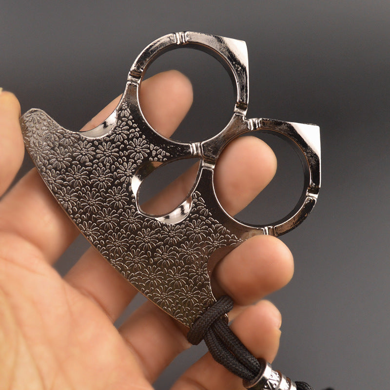 Metal Knuckle Duster Two-finger Broken Window Finger Tiger Martial Arts Practice Hand Buckle Fist Ring Fight Protective Gear EDC Tool