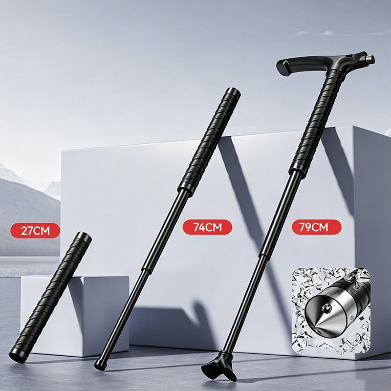 Portable Multifunctional Hiking Expandable Baton Self-defense Baton Trekking Pole folding hiking Mountaineering sticks