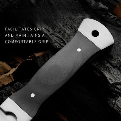 Outdoor Knife 9Cr18 Steel Tool with Double Steel Head and Ebony Handle