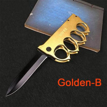 Knuckle Duster Folding Knife Outdoor  Self-defense Pocket Knives Window Breaking Tool