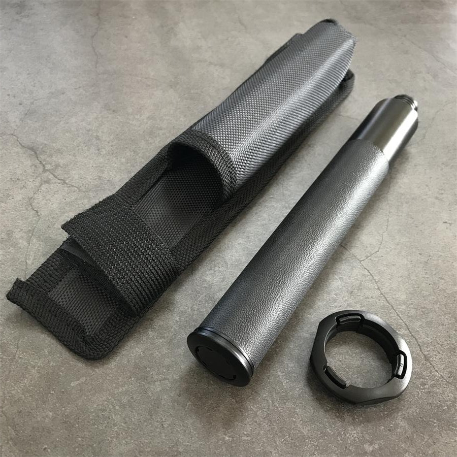 Three retracted batons side by side showing size progression