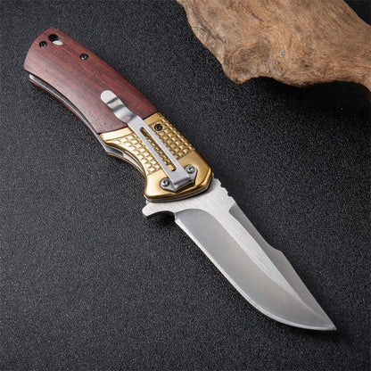 Wooden Handle Outdoor Folding Knife Camping Survival Knives