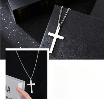 Smooth Cross-shaped Titanium Steel Necklace Pendant Decoration