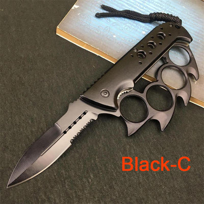 Knuckle Duster Folding Knife Outdoor  Self-defense Pocket Knives Window Breaking Tool