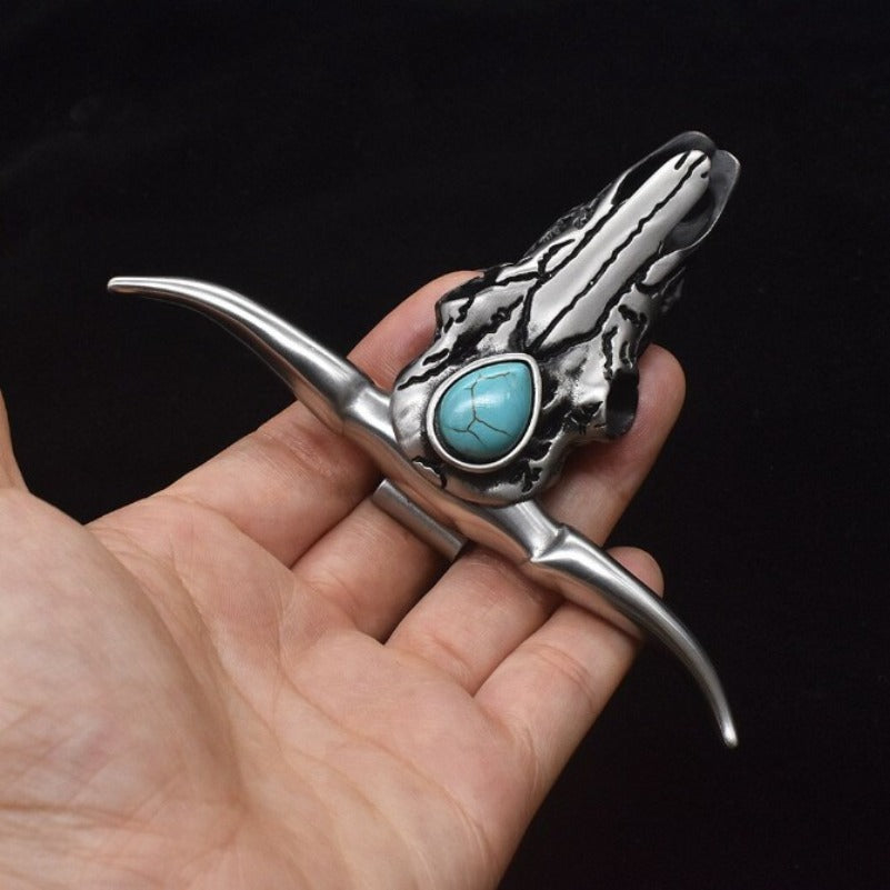 Damascus Steel Bullhead Knife Portable EDC Decoration