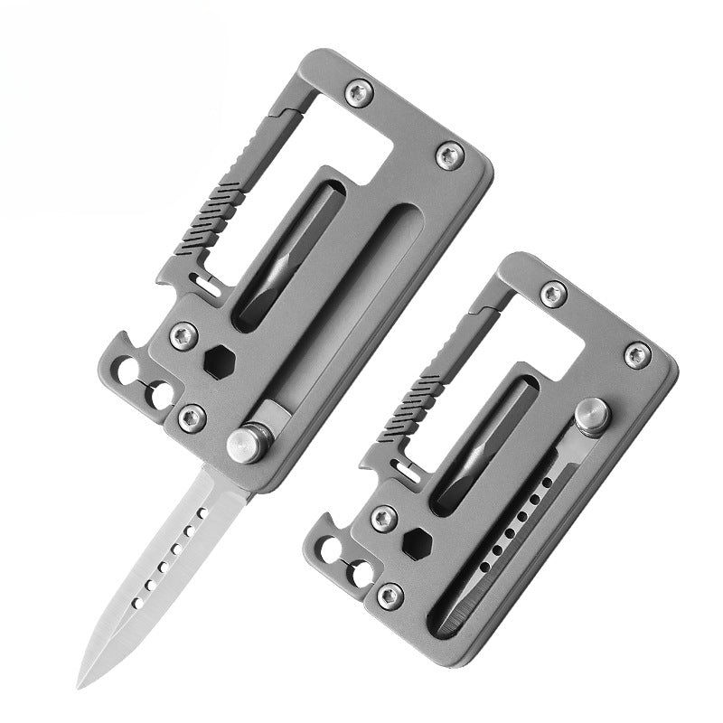 Multifunctional Titanium Pocket Knife Hiking Buckle Bottle Opener Tool