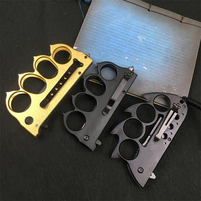 Knuckle Duster Folding Knife Outdoor  Self-defense Pocket Knives Window Breaking Tool