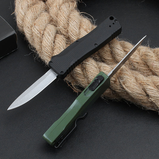 BM 4850 Mini Automatic Knife Zinc Aluminum Handle Stonewashed Blade Outdoor Pocket Knives