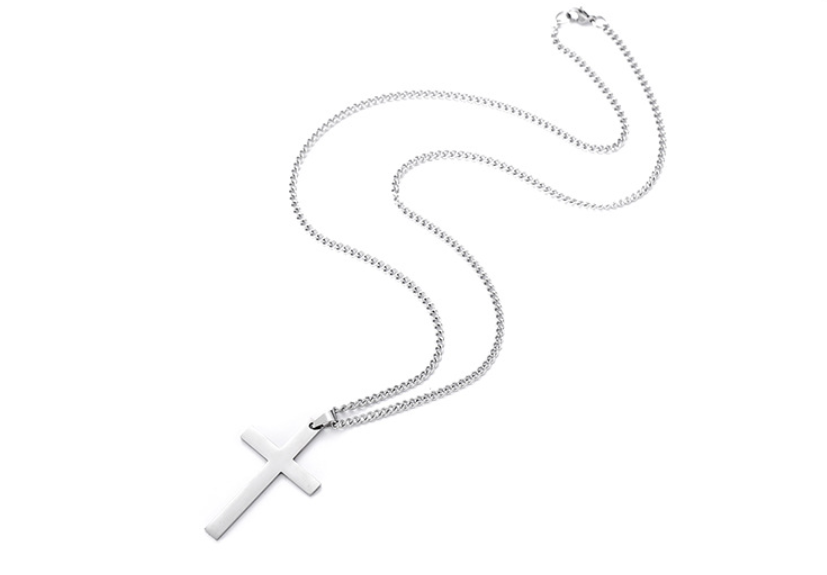 Smooth Cross-shaped Titanium Steel Necklace Pendant Decoration