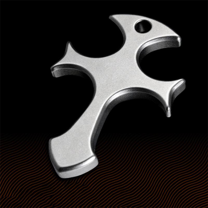 Cross Titanium Knuckle Duster Self-defense Window Breaking EDC Tool