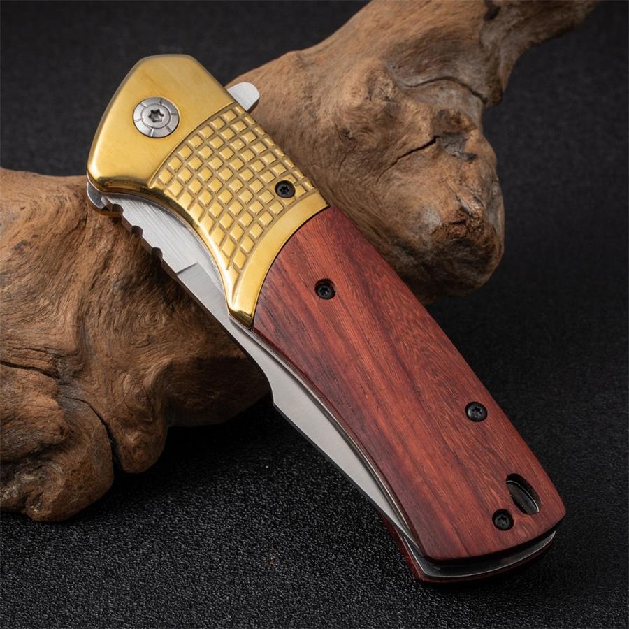 Wooden Handle Outdoor Folding Knife Camping Survival Knives