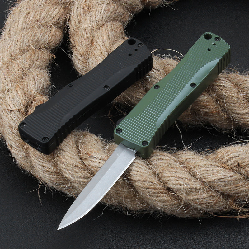 BM 4850 Mini Automatic Knife Zinc Aluminum Handle Stonewashed Blade Outdoor Pocket Knives