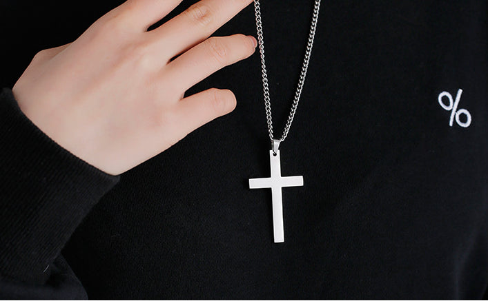 Smooth Cross-shaped Titanium Steel Necklace Pendant Decoration