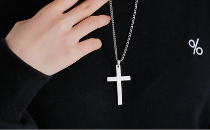 Smooth Cross-shaped Titanium Steel Necklace Pendant Decoration