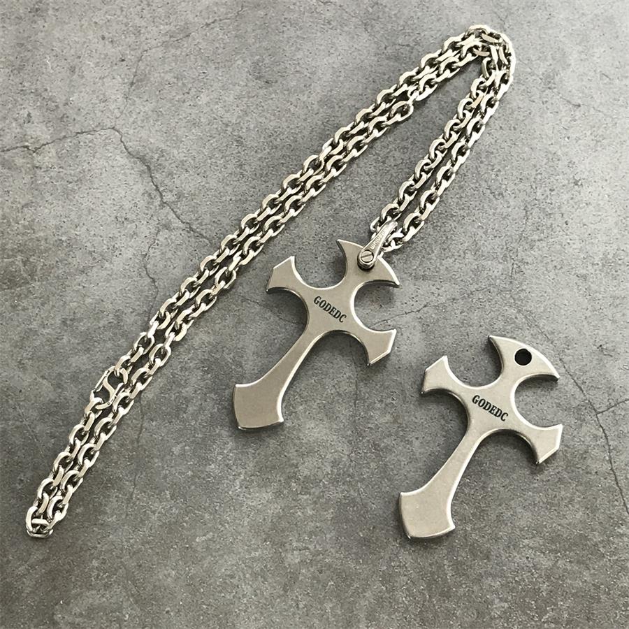 GODEDC Titanium Cross Knuckle Self Defense Necklace Decoration