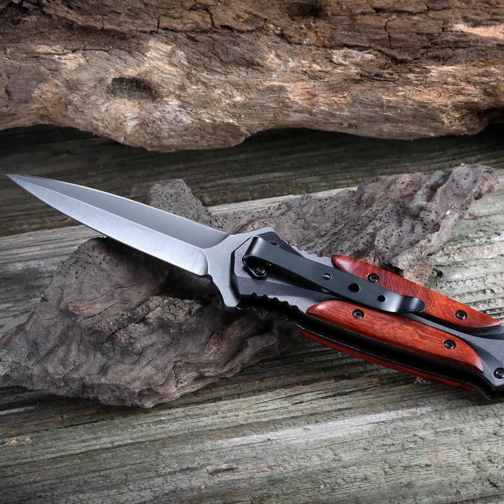 BM Wooden Handle Folding Knife Outdoor Camping Pocket Knives