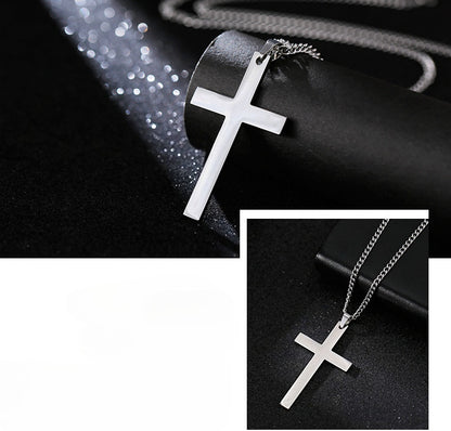 Smooth Cross-shaped Titanium Steel Necklace Pendant Decoration