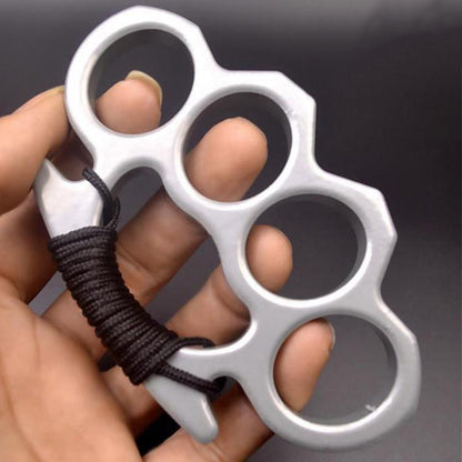 Thickened Metal Brass Knuckles Duster Four Fingers Fist Buckle Camping Broken Window Defense Boxing Finger Ring Life-saving EDC Tools