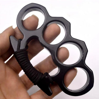 Thickened Metal Brass Knuckles Duster Four Fingers Fist Buckle Camping Broken Window Defense Boxing Finger Ring Life-saving EDC Tools