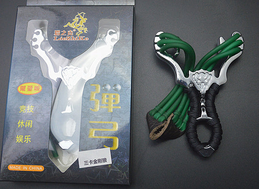 Wolverine Slingshot Powerful Leather Tape Three Card Metal Slingshot Lifesaving Multi-Use Gear
