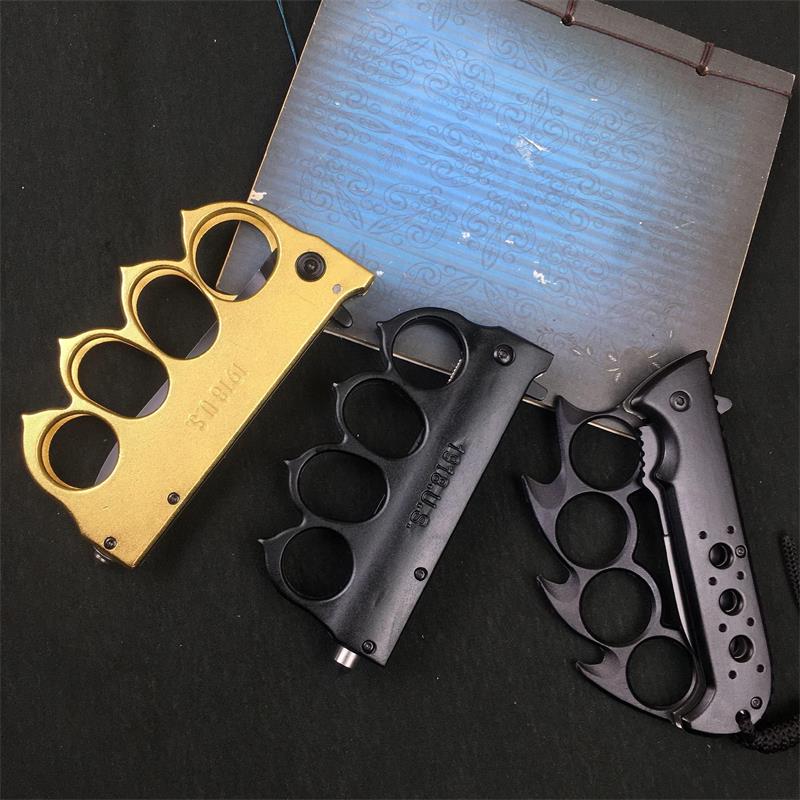 Knuckle Duster Folding Knife Outdoor  Self-defense Pocket Knives Window Breaking Tool