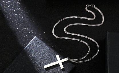 Smooth Cross-shaped Titanium Steel Necklace Pendant Decoration