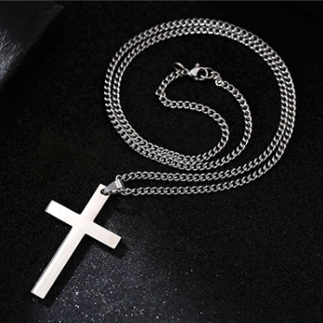 Smooth Cross-shaped Titanium Steel Necklace Pendant Decoration