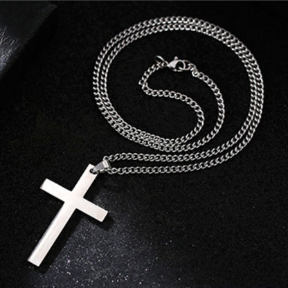 Smooth Cross-shaped Titanium Steel Necklace Pendant Decoration
