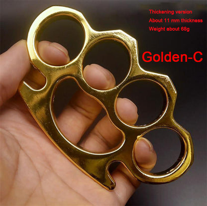 Thickened Metal Brass Knuckles Duster Four Fingers Fist Buckle Camping Broken Window Defense Boxing Finger Ring Life-saving EDC Tools