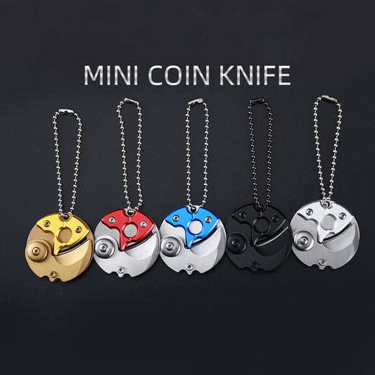 Mini Coin Knife Keychain Pendant EDC Defense