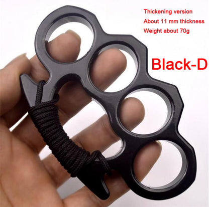 Thickened Metal Brass Knuckles Duster Four Fingers Fist Buckle Camping Broken Window Defense Boxing Finger Ring Life-saving EDC Tools