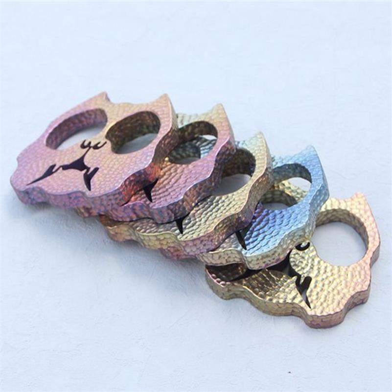 Dog Head Titanium Knuckle Duster Self Defense EDC Decoration