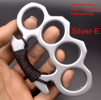 Thickened Metal Brass Knuckles Duster Four Fingers Fist Buckle Camping Broken Window Defense Boxing Finger Ring Life-saving EDC Tools