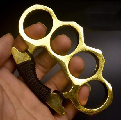 Thickened Metal Brass Knuckles Duster Four Fingers Fist Buckle Camping Broken Window Defense Boxing Finger Ring Life-saving EDC Tools