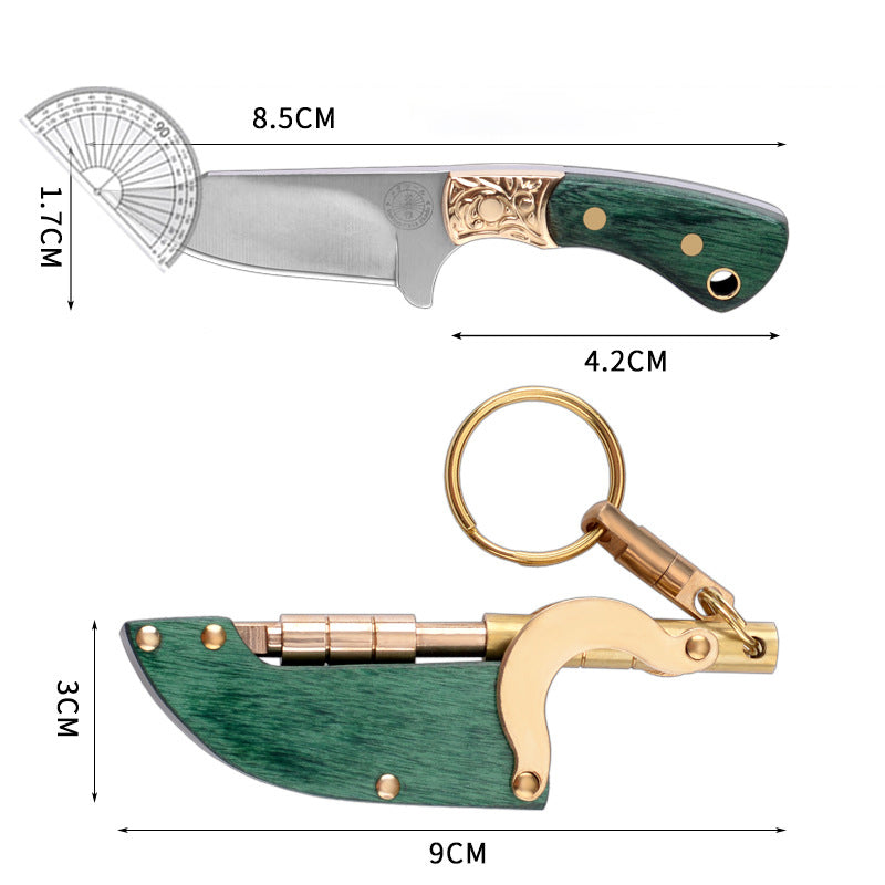 Self-elastic Sheath Mini Straight Knife Keychain Portable Pocket Knives