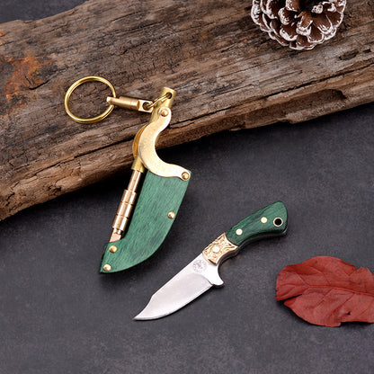 Self-elastic Sheath Mini Straight Knife Keychain Portable Pocket Knives