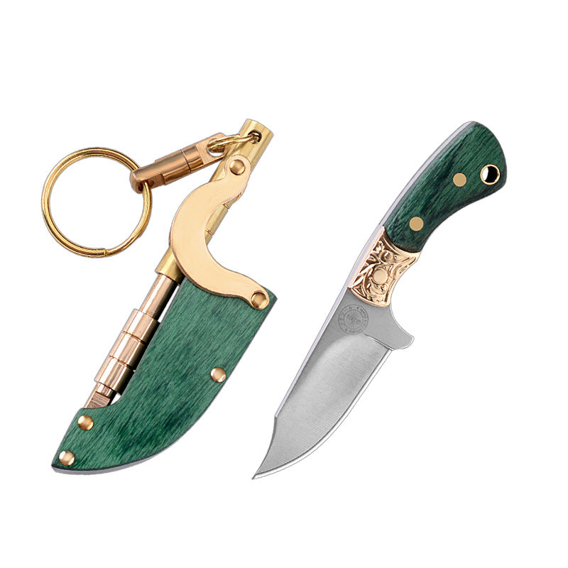 Self-elastic Sheath Mini Straight Knife Keychain Portable Pocket Knives