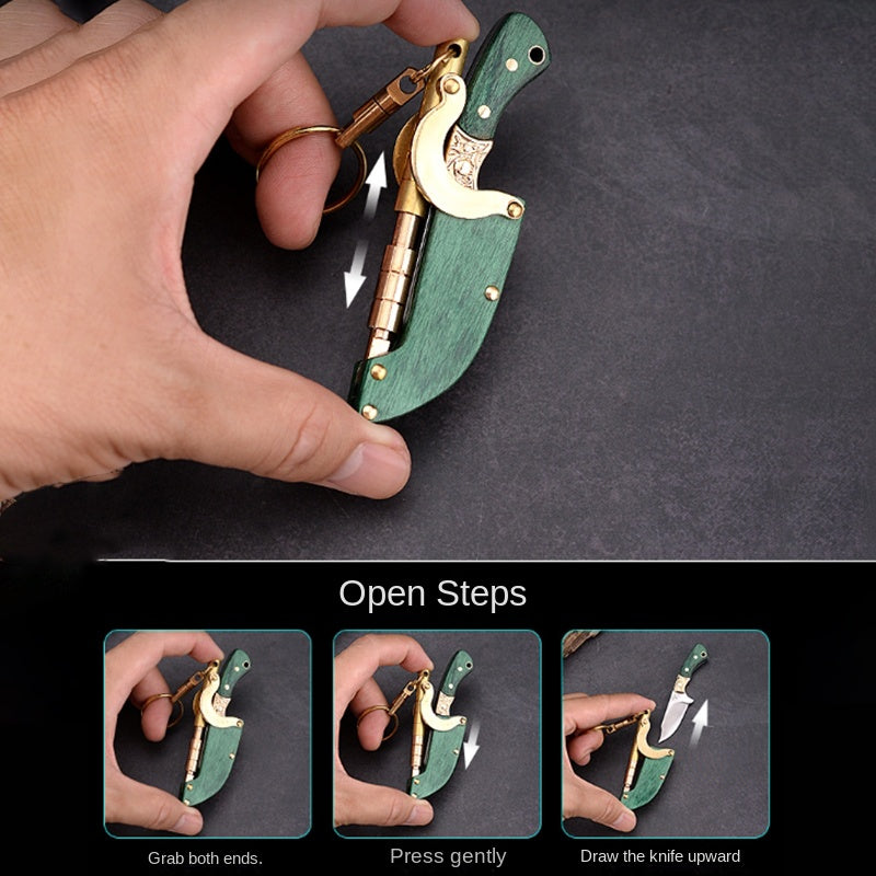 Self-elastic Sheath Mini Straight Knife Keychain Portable Pocket Knives